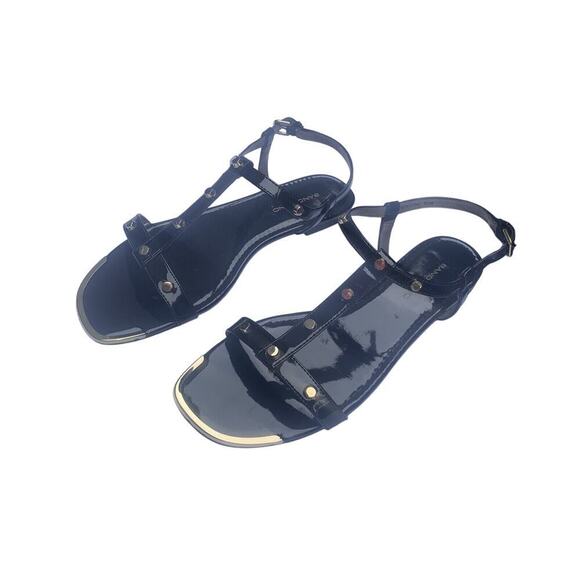 New Bandolino 8.5 Black Gold Accent Trim Sandals BDTAOS Taos 1541 Women’s size - Picture 7 of 12